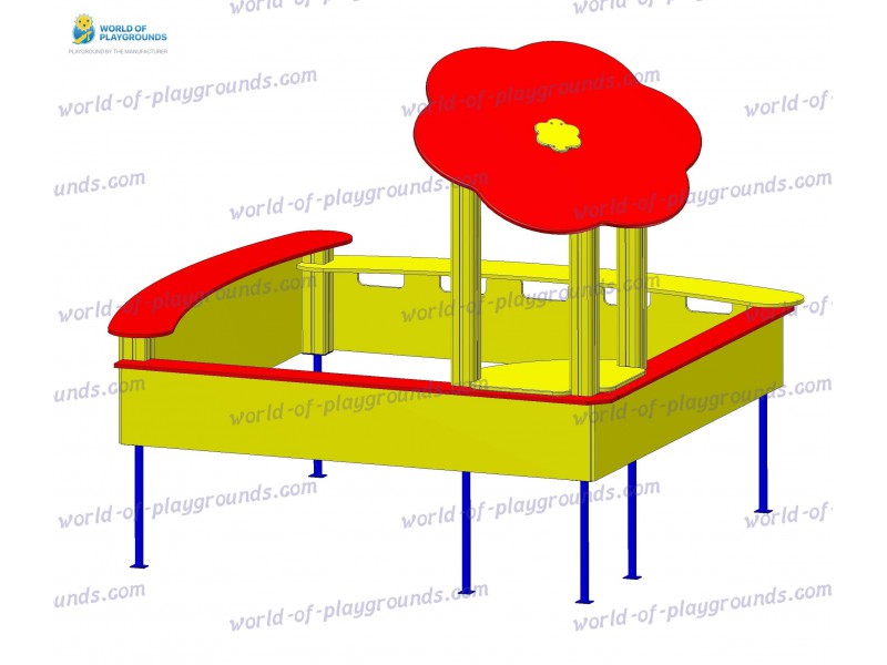 Sandbox with flower and split-level seats wp418